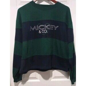 Vintage Disney Mickey & Co Sweatshirt Green/Blue Striped Size L
